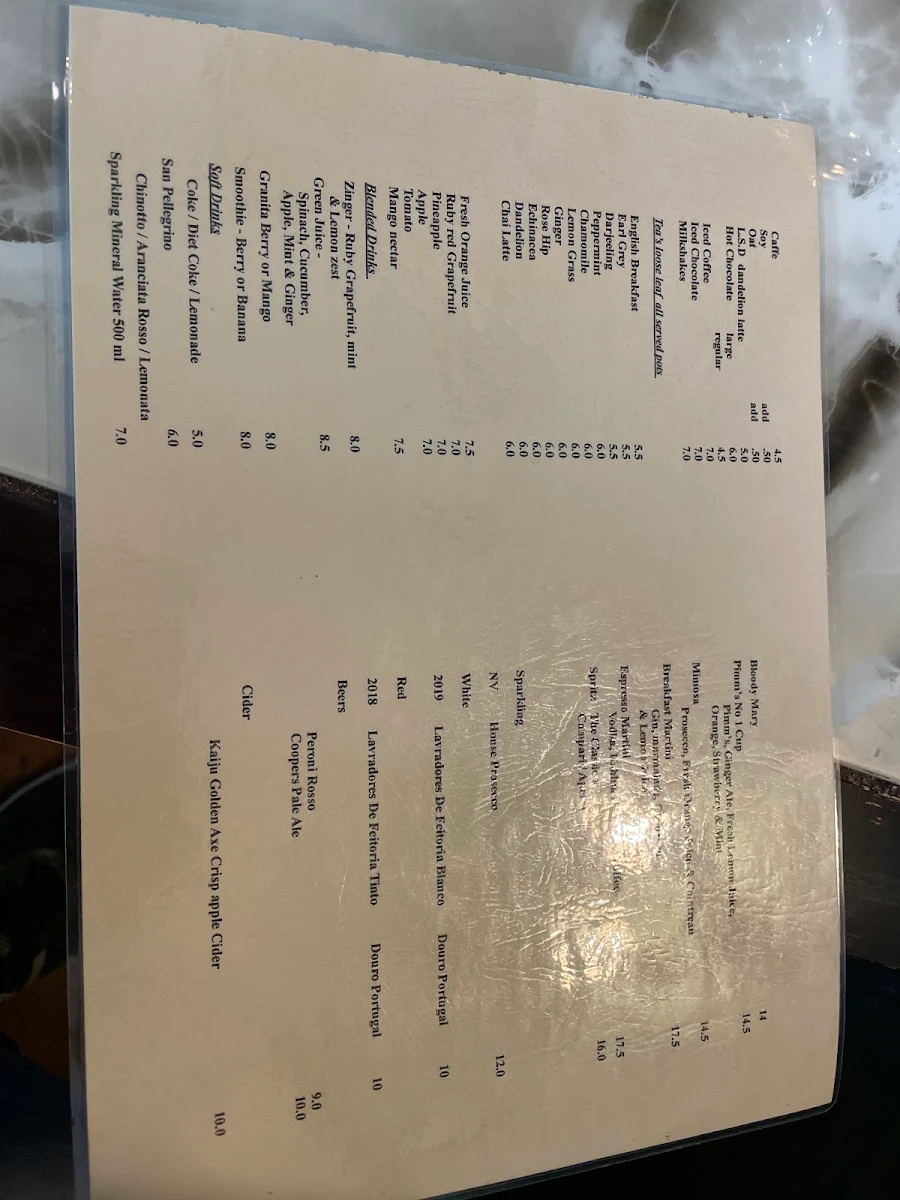 Menu, Tin Pot Cafe