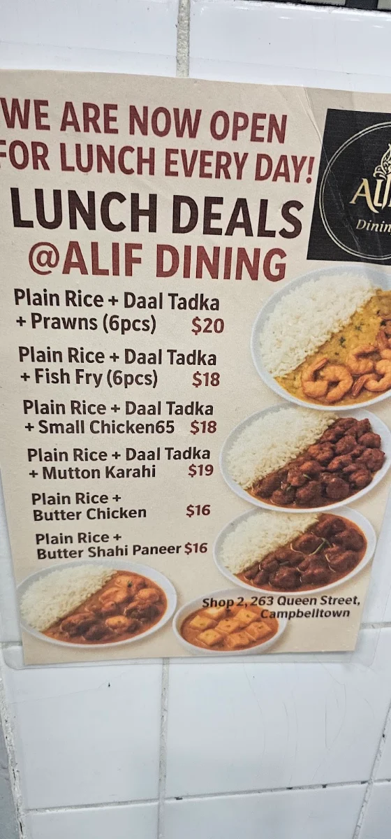 Menu, Alif Dining