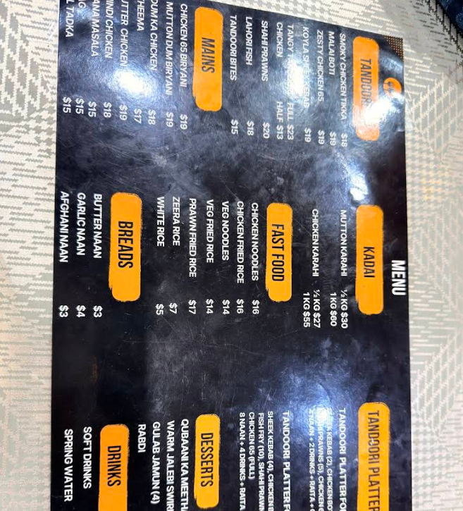 Menu, Alif Dining