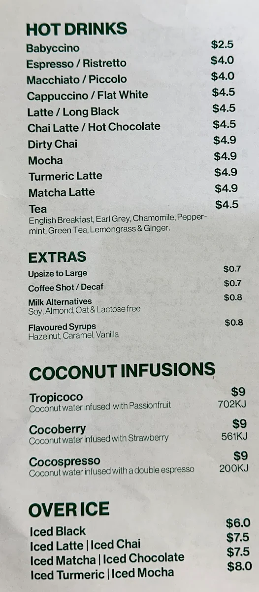 Menu, SolBowl Norwest Marketown