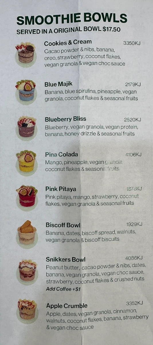 Menu, SolBowl Norwest Marketown