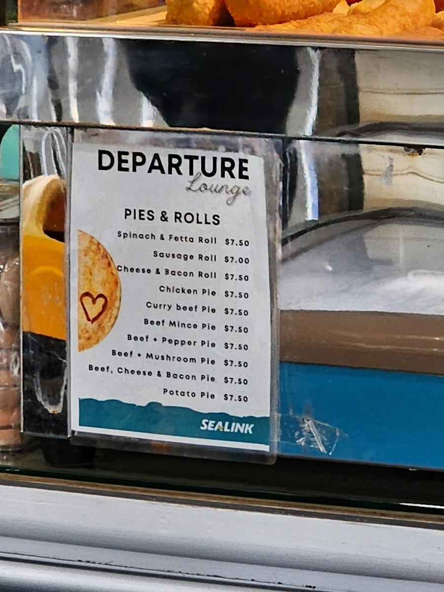 Menu, Sealink Departure Lounge Cafe