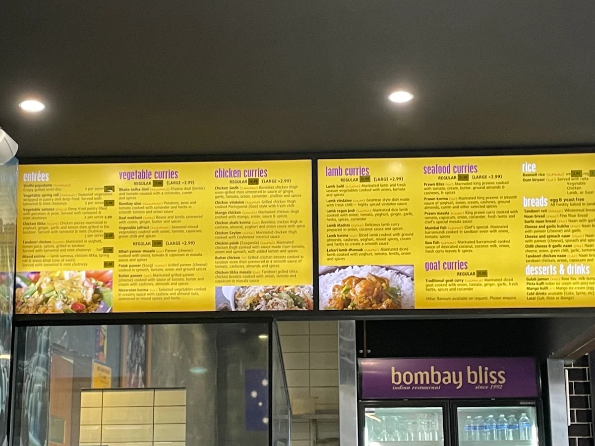 Menu, Bombay Bliss