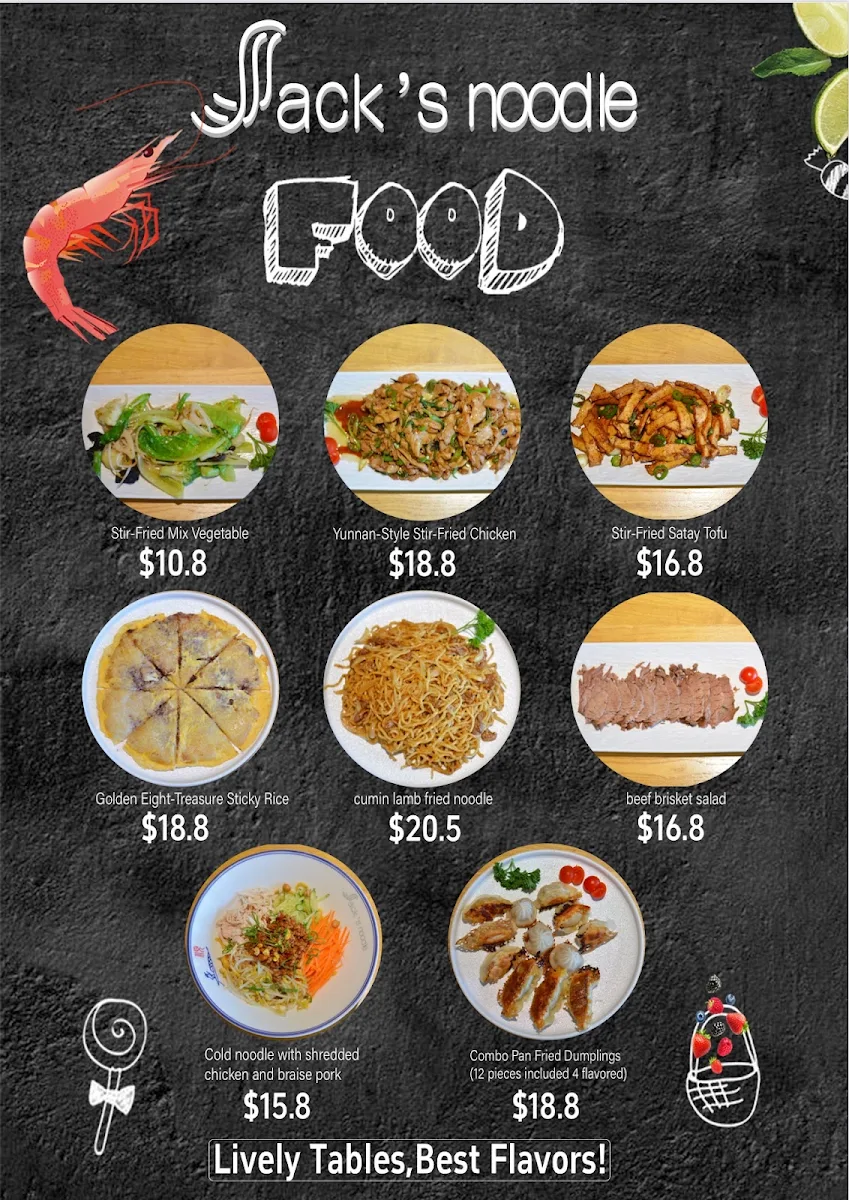Menu, Jack's Noodle