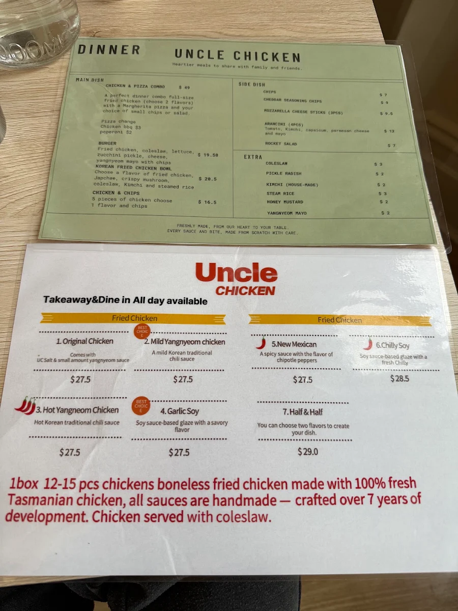 Menu, Uncle Chicken