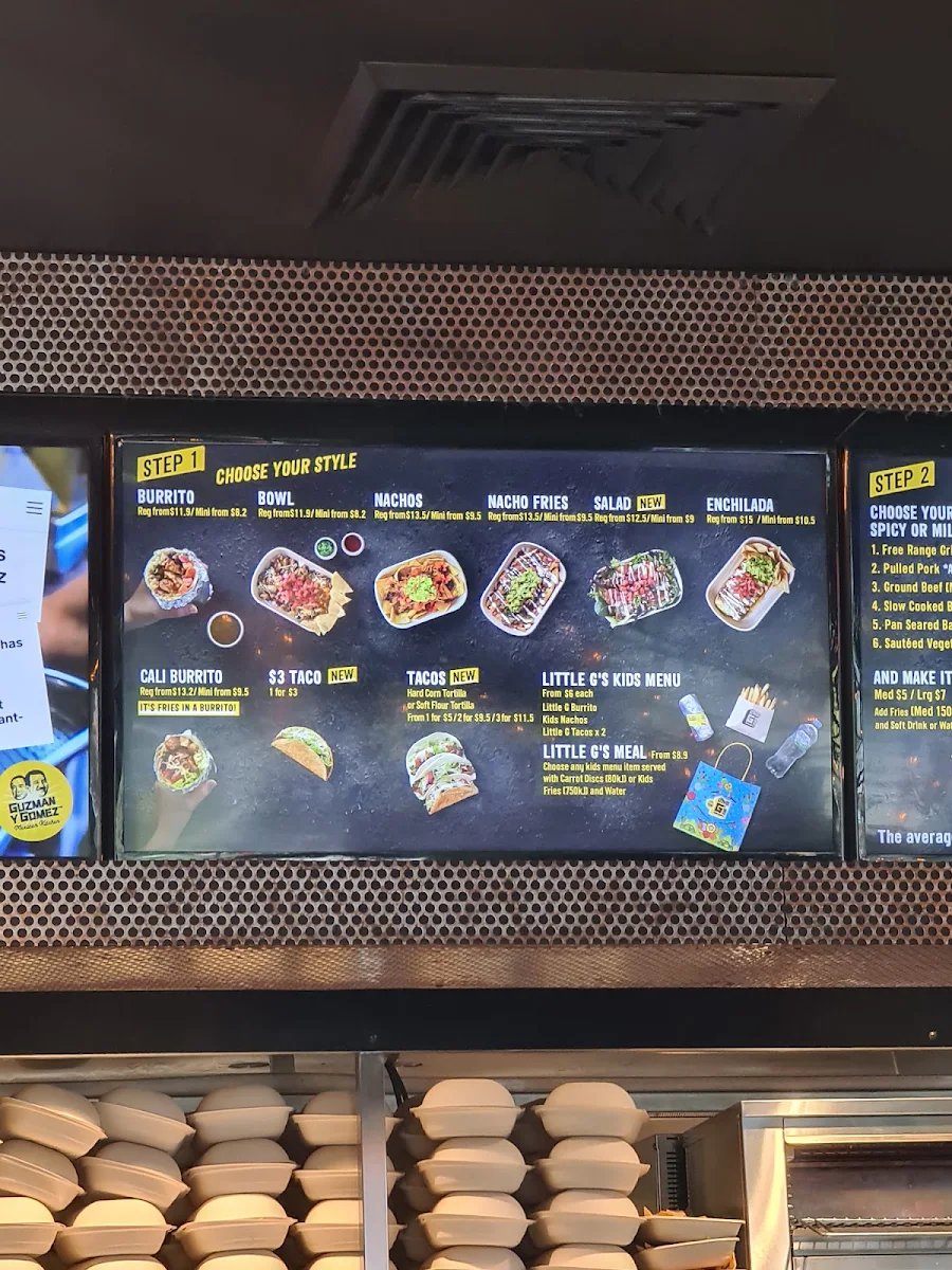 Menu, Guzman y Gomez - Seven Hills