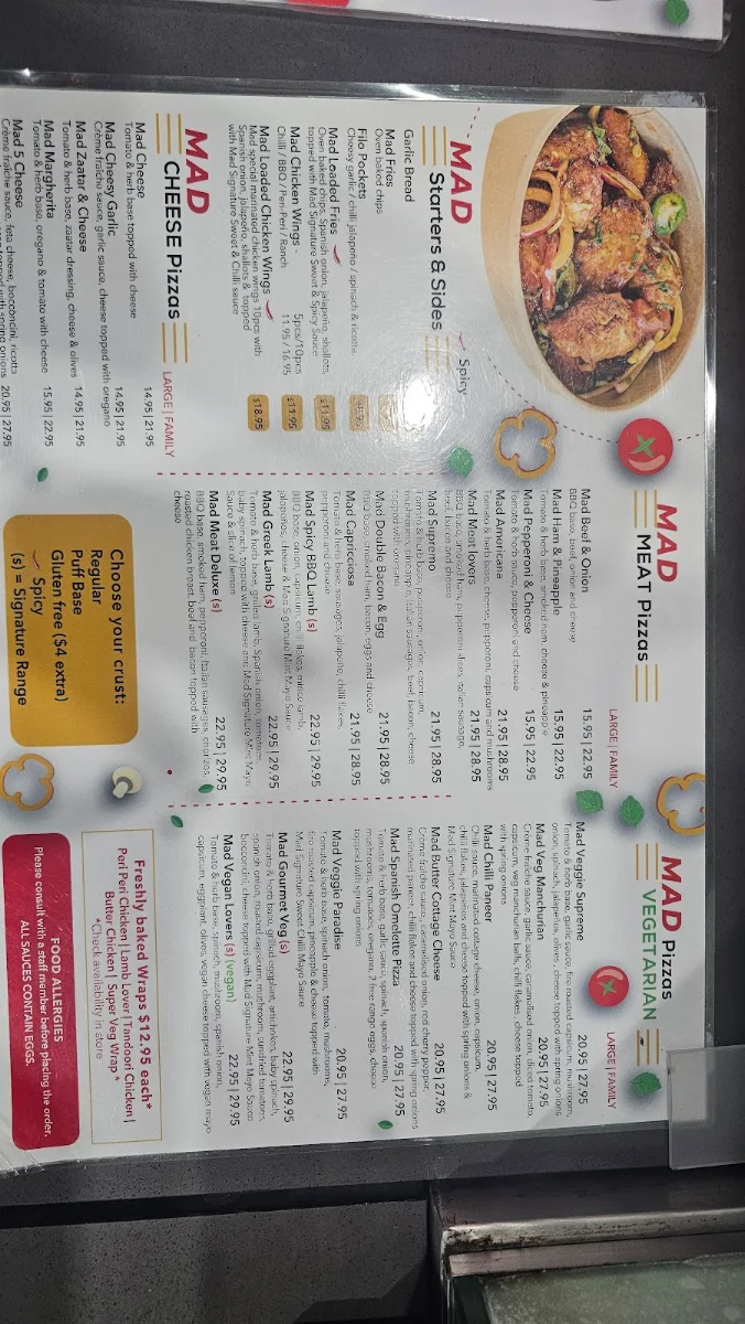 Menu, Mad Toppings Blacktown