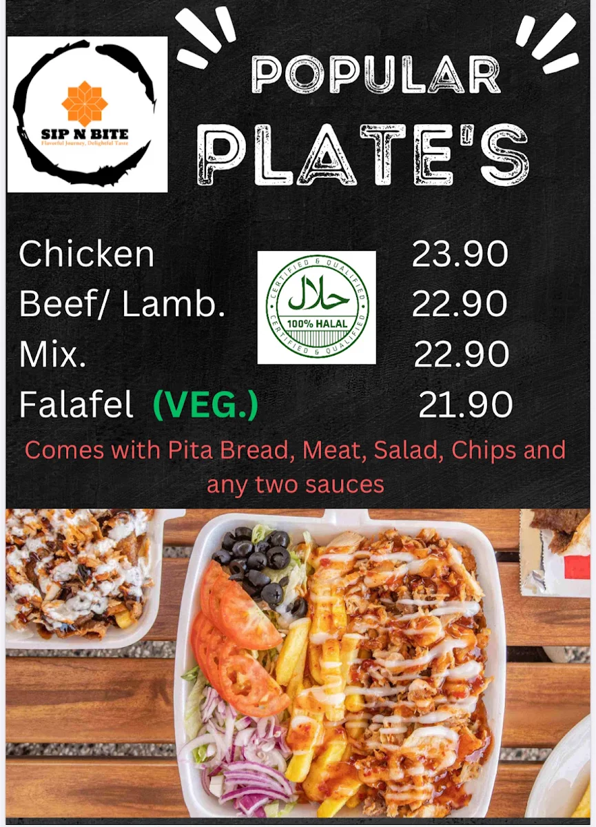 Menu, SIP N BITE KEBABS AND BURGERS