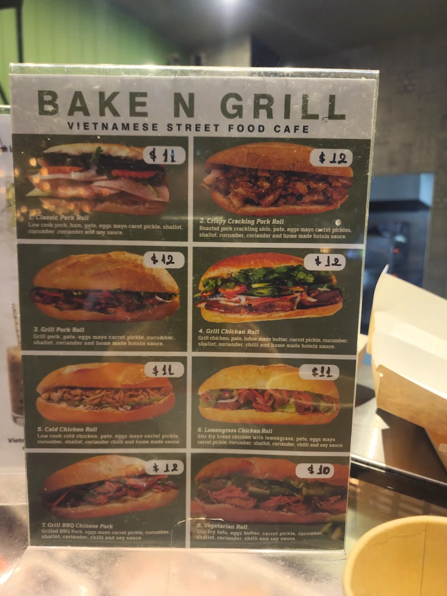 Menu, Bake N Grill