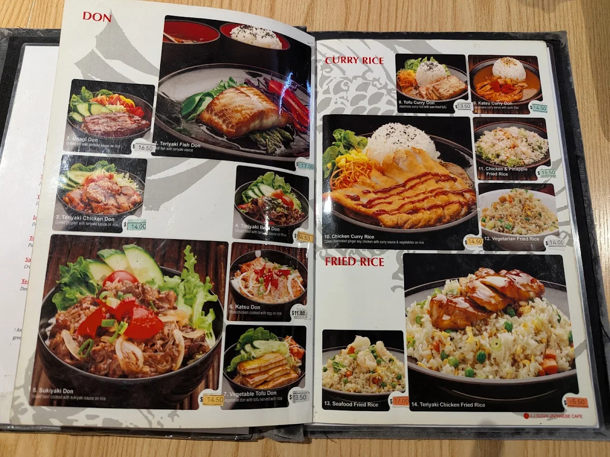 Menu, JJ Sushi