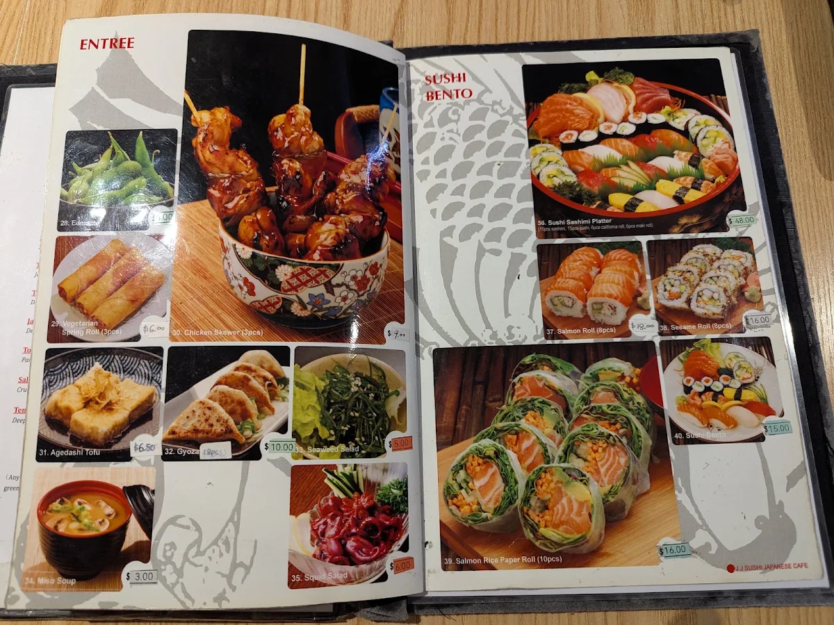 Menu, JJ Sushi