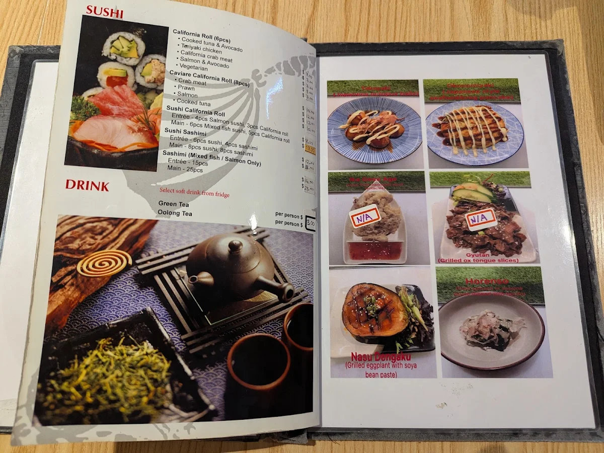 Menu, JJ Sushi
