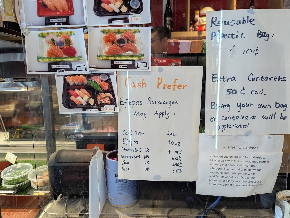 Menu, JJ Sushi