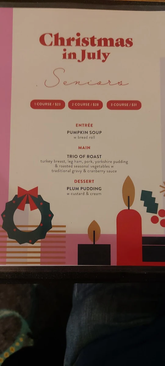 Menu, The Glasshouse Caulfield