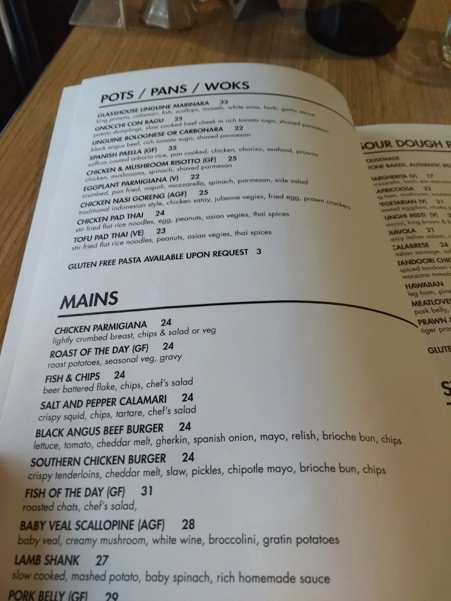 Menu, The Glasshouse Caulfield