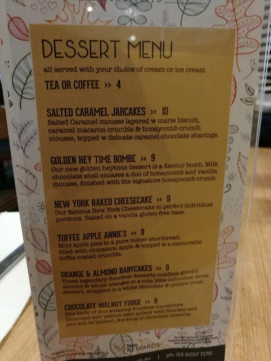 Menu, The Glasshouse Caulfield