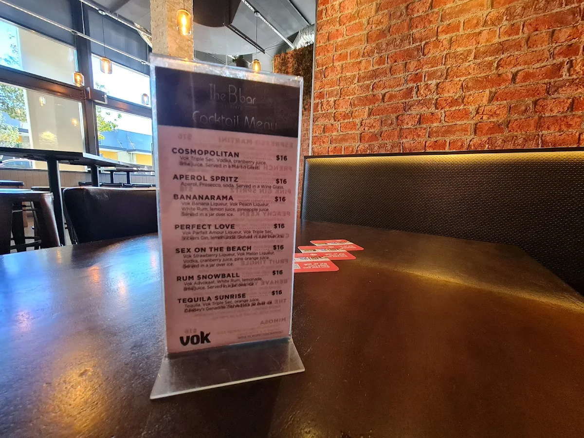 Menu, The B Bar Baldivis