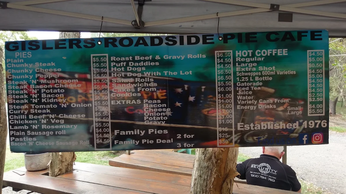 Menu, Gisler's Roadside Pie Cafe