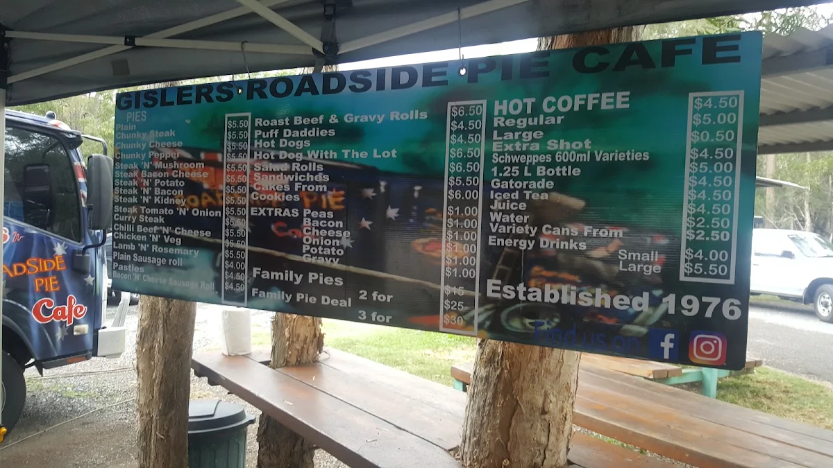 Menu, Gisler's Roadside Pie Cafe