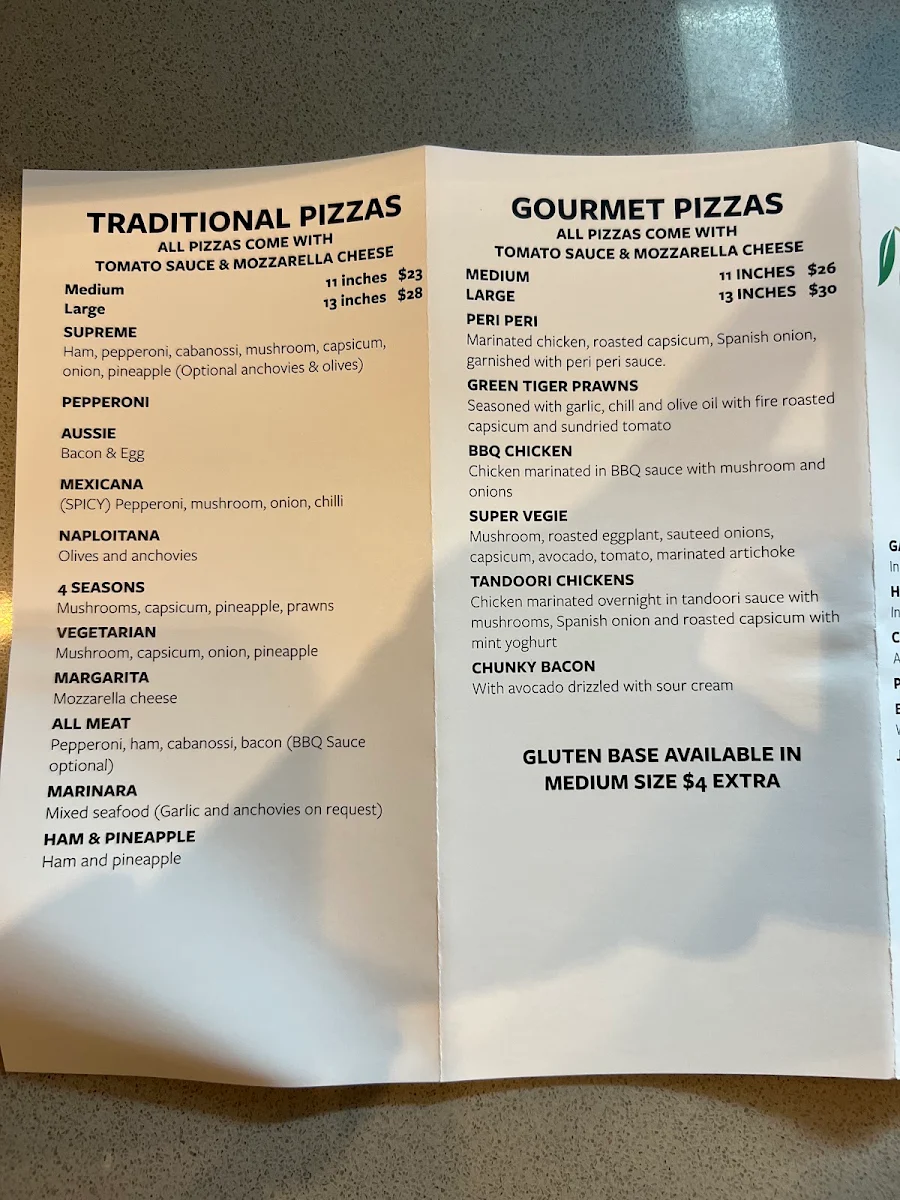 Menu, Bella Cibo Italiano, Newport