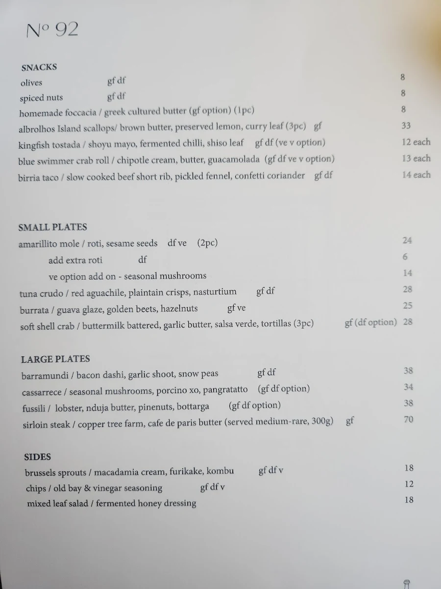 Menu, No 92 GPR