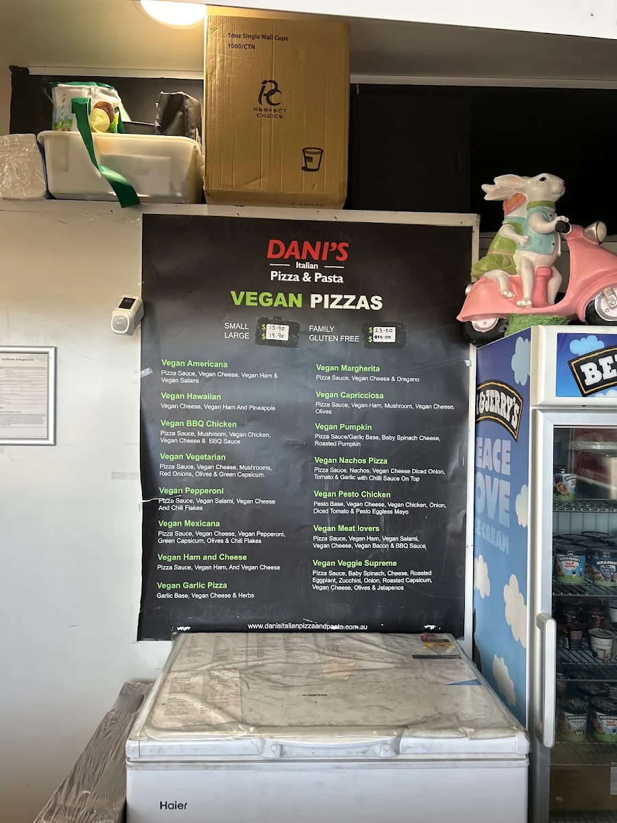 Menu, Dani's Italian Pizza & Pasta