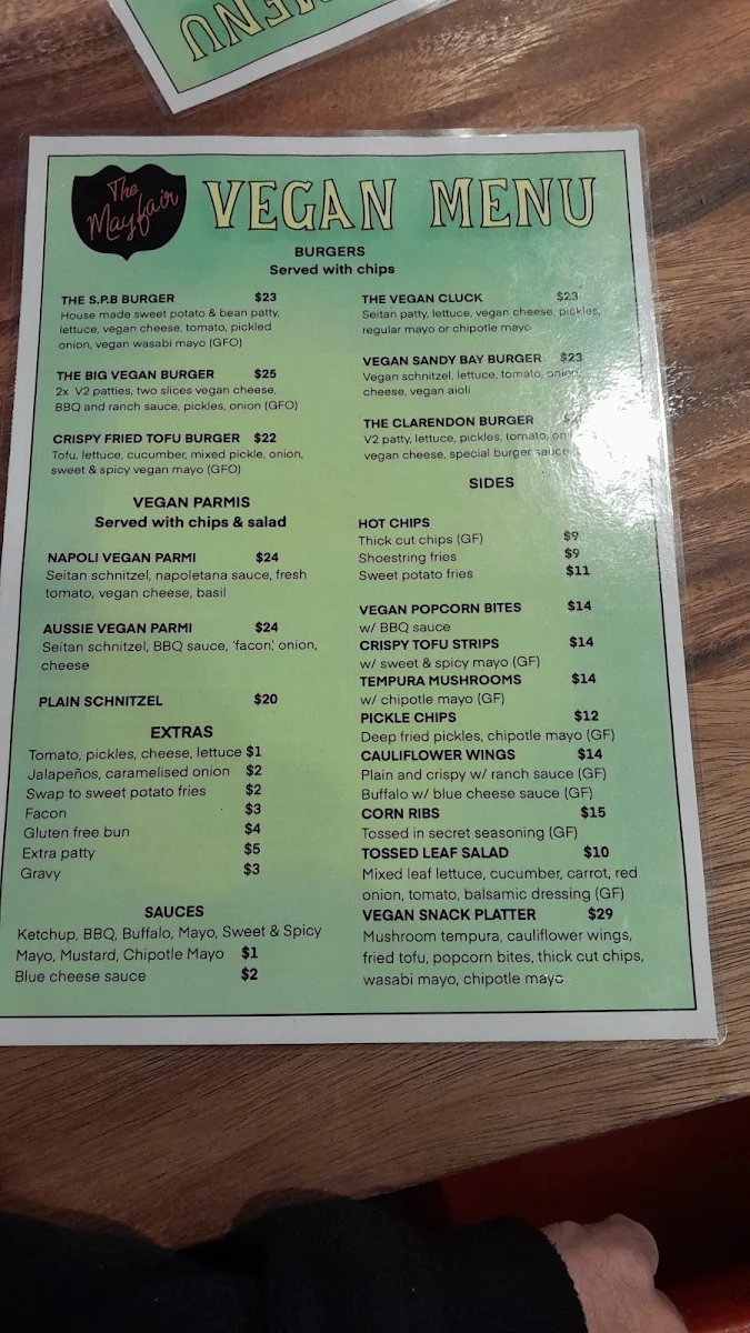 Menu, The Mayfair Bar