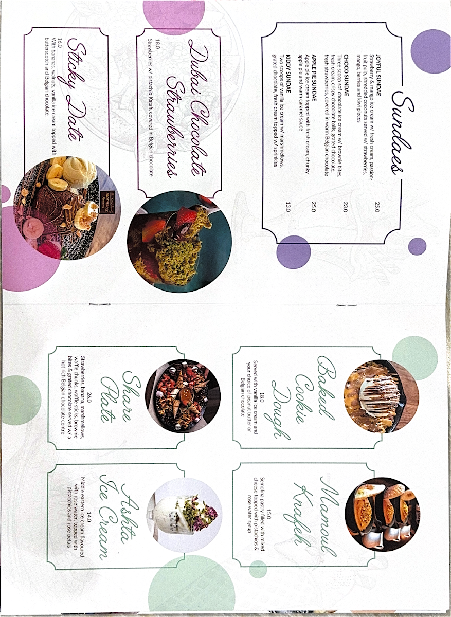Menu, Profiterole Patisserie Roselands