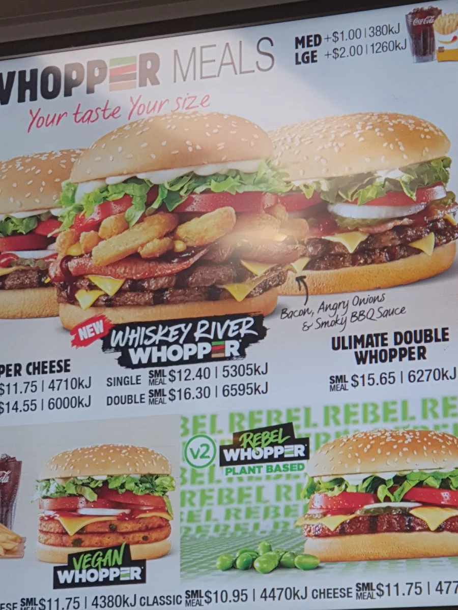 Menu, Hungry Jack's Burgers Smithfield Cairns