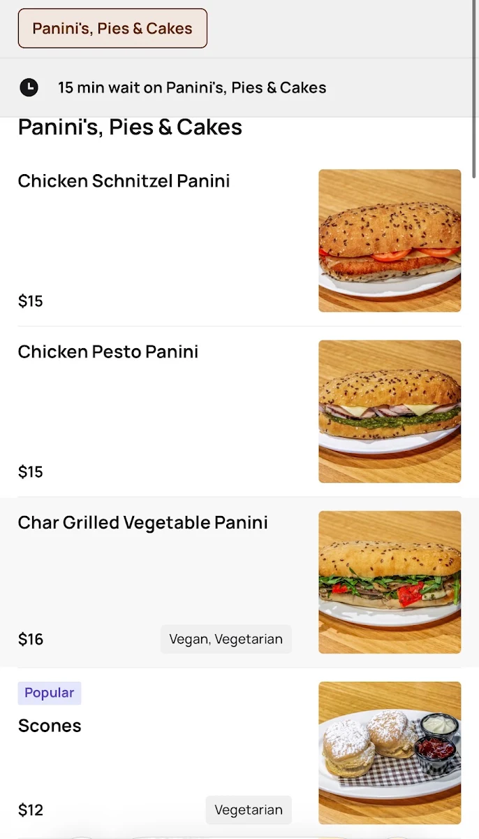 Menu, Railway Café