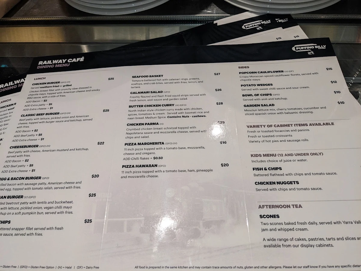 Menu, Railway Café