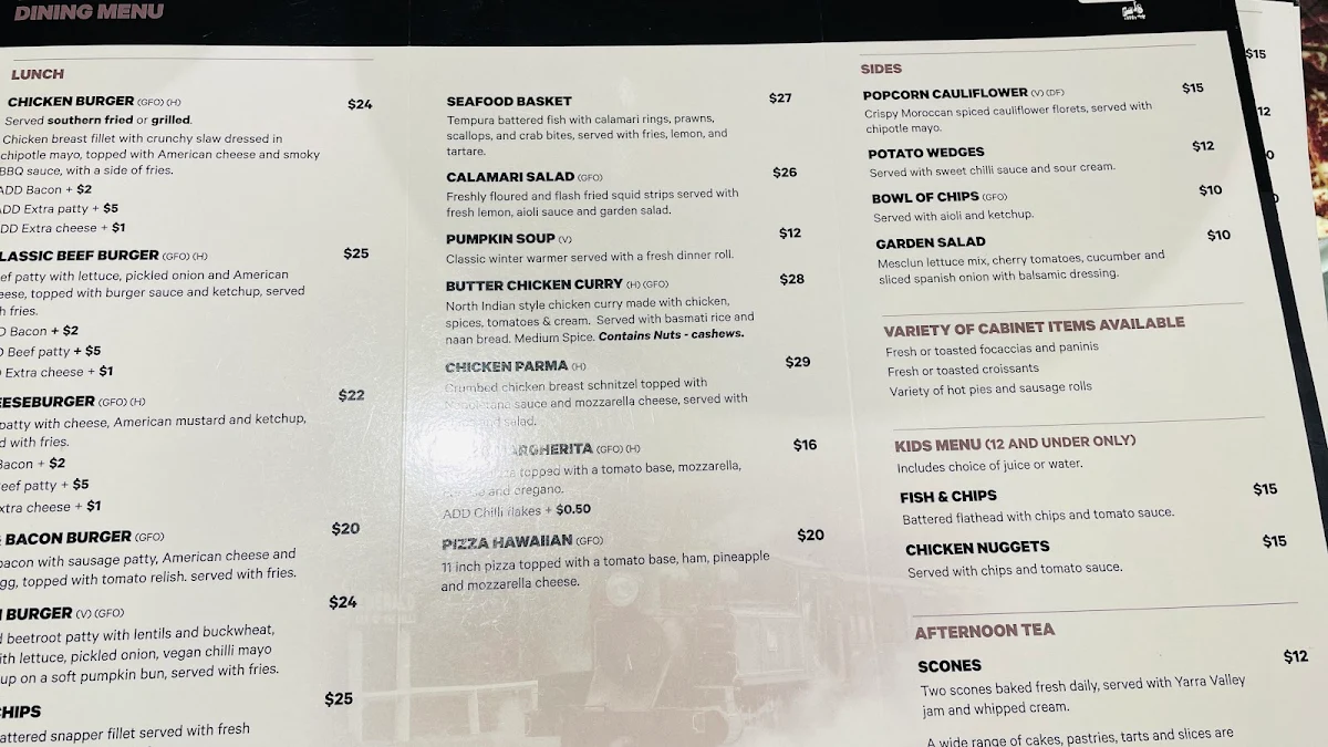 Menu, Railway Café
