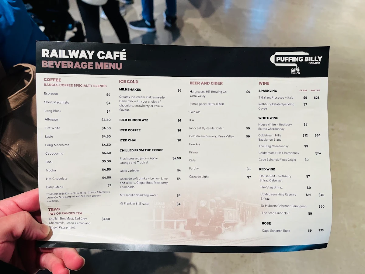 Menu, Railway Café