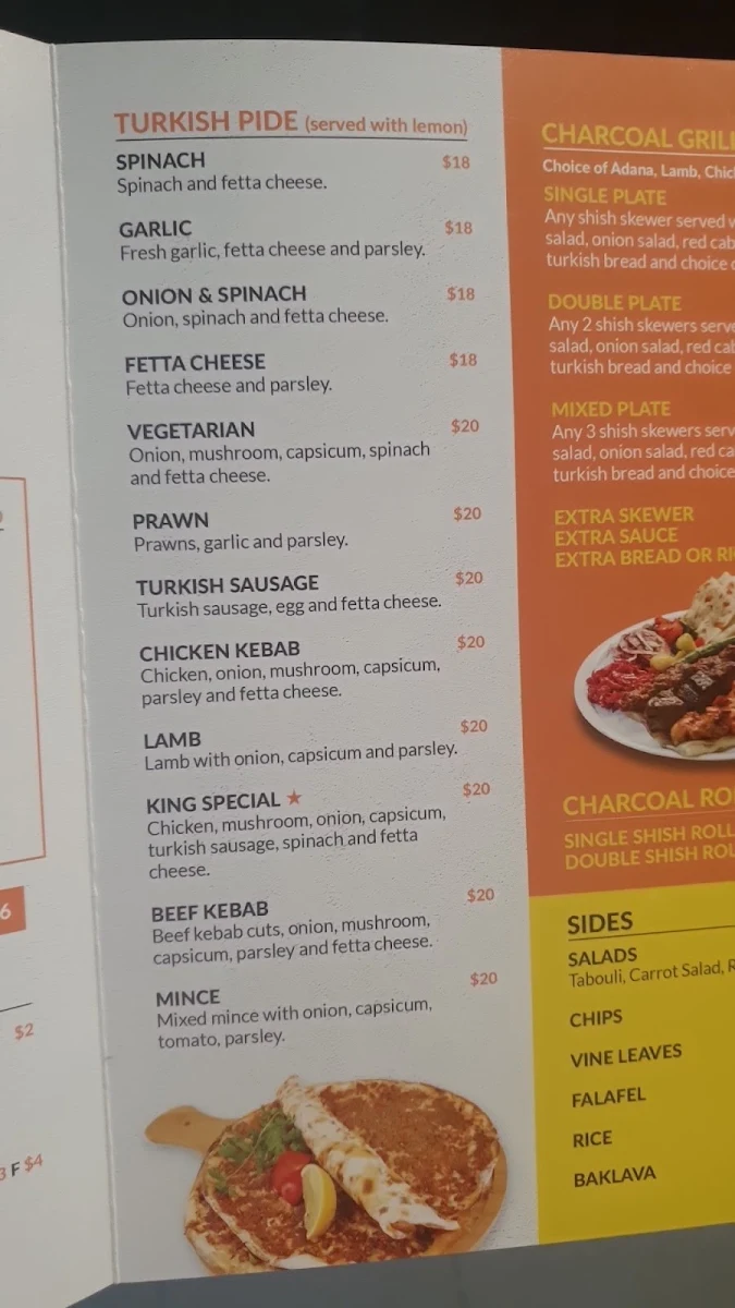Menu, King of Kebabs