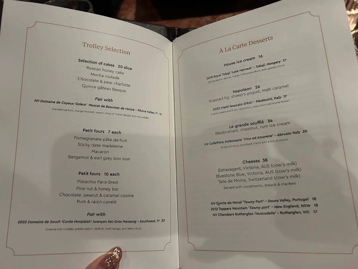 Menu, Osteria Luna