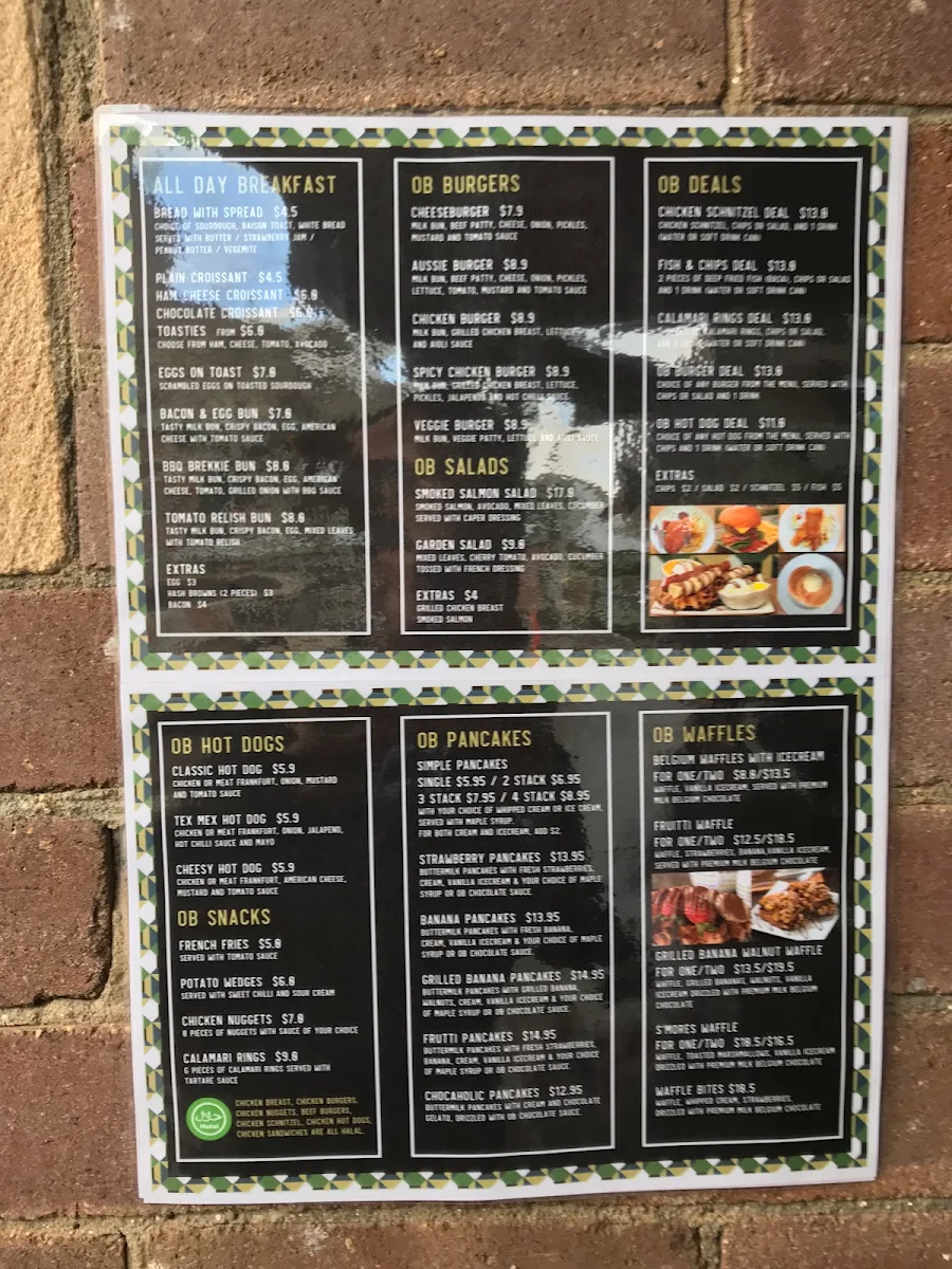 Menu, Oliver Brown WSU Parramatta