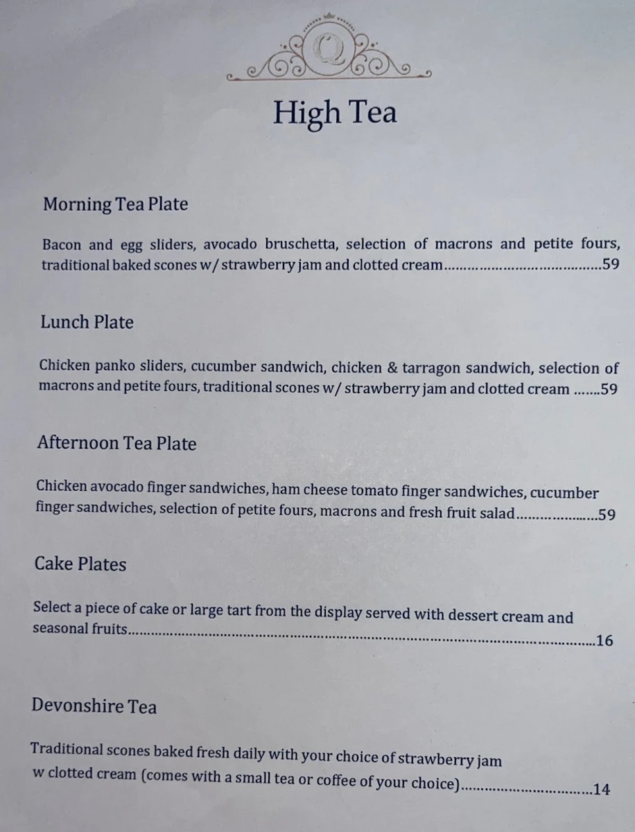 Menu, Queen St Cafe Berry