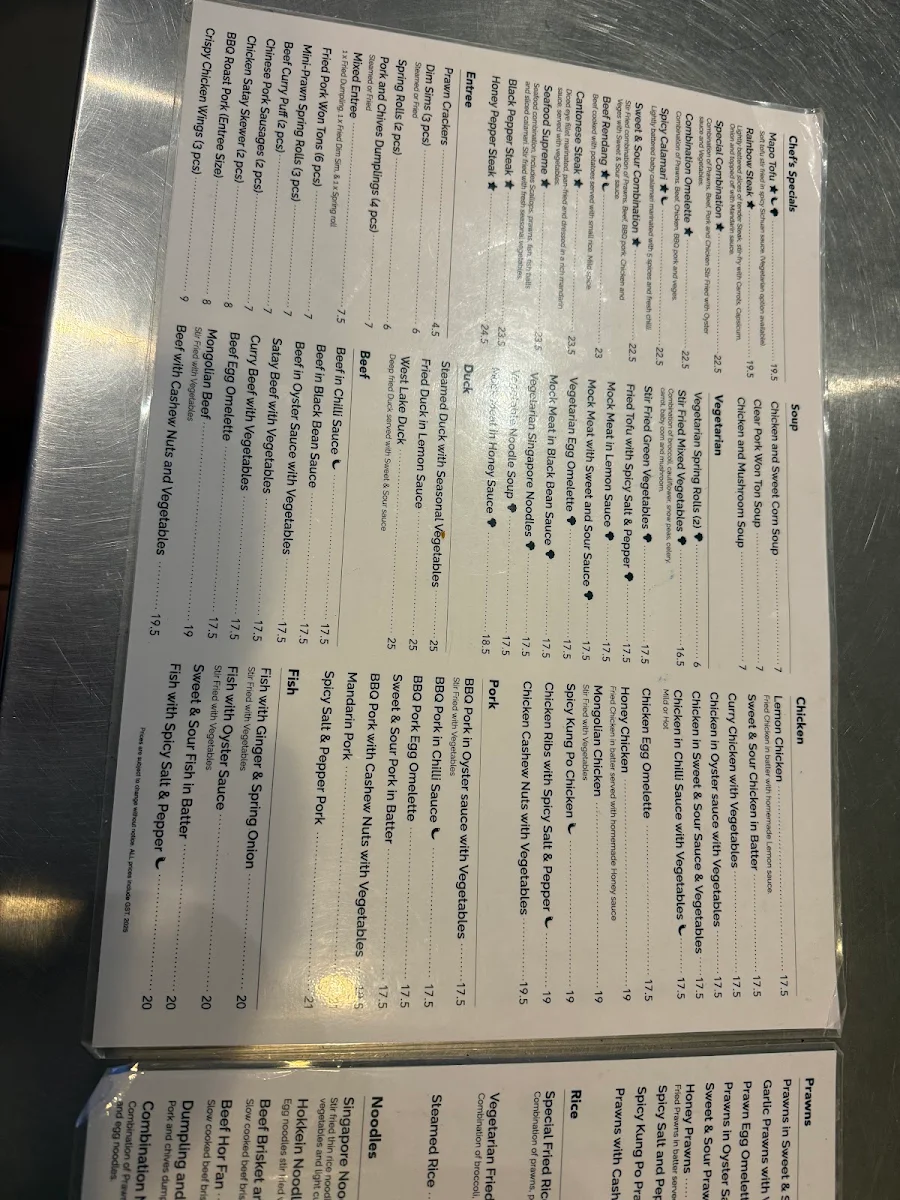Menu, Brenda’s Heatherhill Asian Kitchen