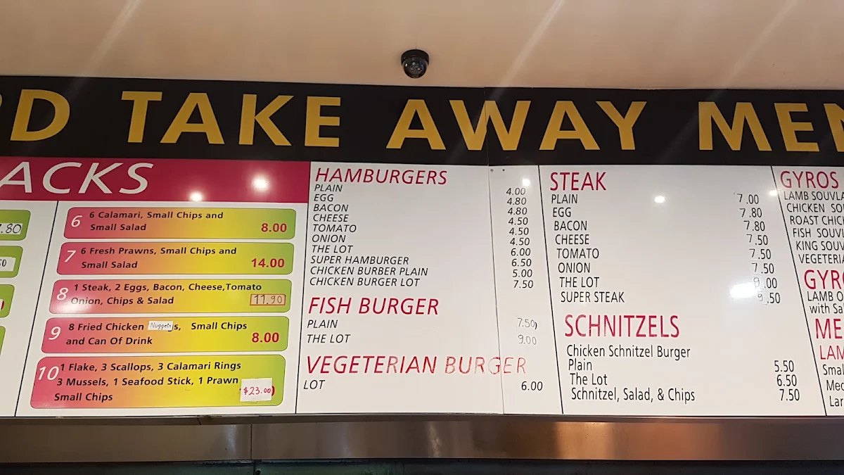 Menu, Bernard Street Fish & Chips