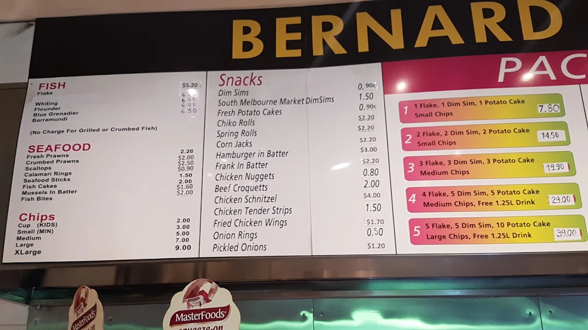 Menu, Bernard Street Fish & Chips