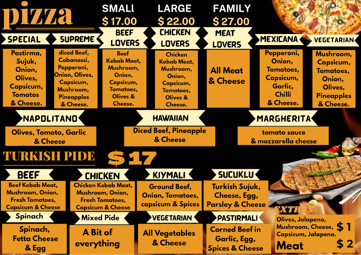 Menu, Bankstown Kebab House