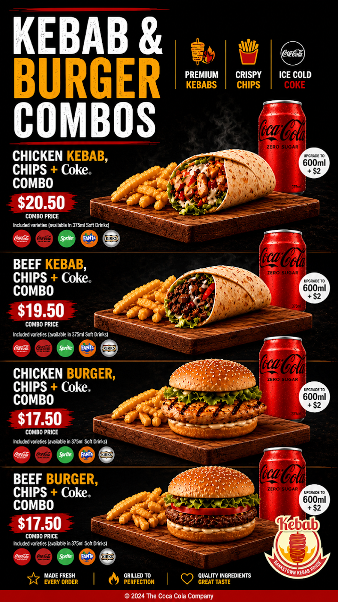 Menu, Bankstown Kebab House