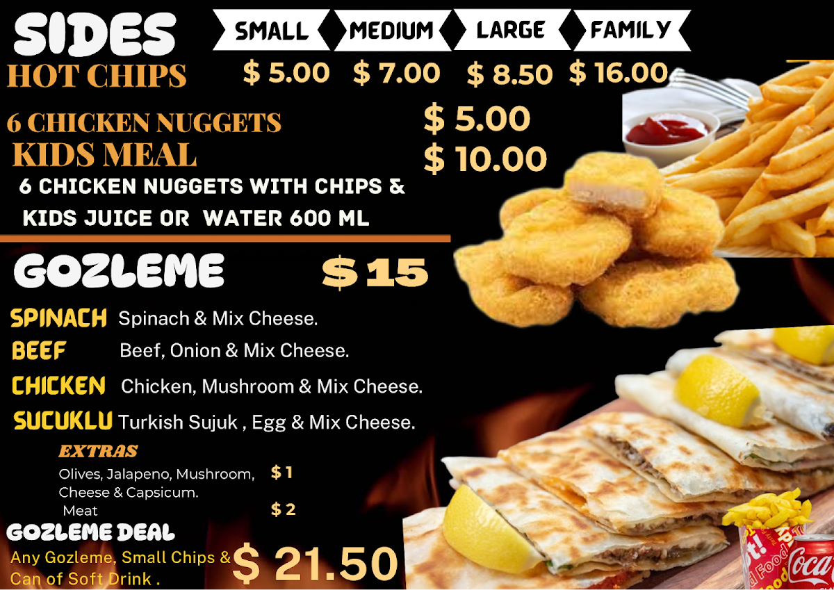 Menu, Bankstown Kebab House