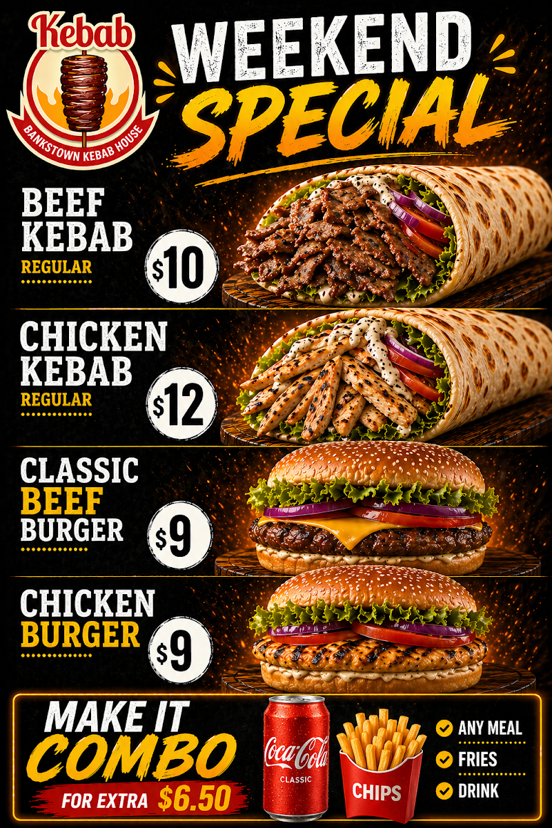 Menu, Bankstown Kebab House