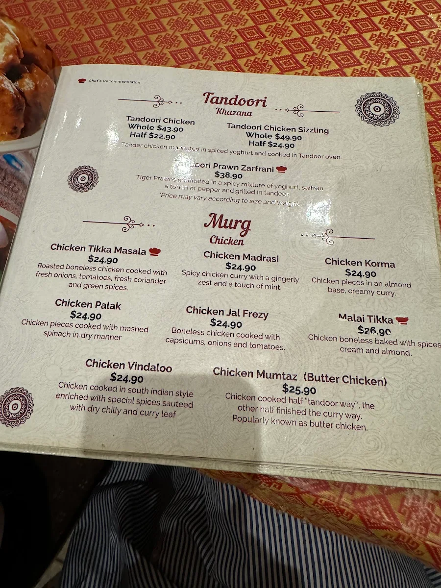 Menu, D'Tandoori Indian Restaurant