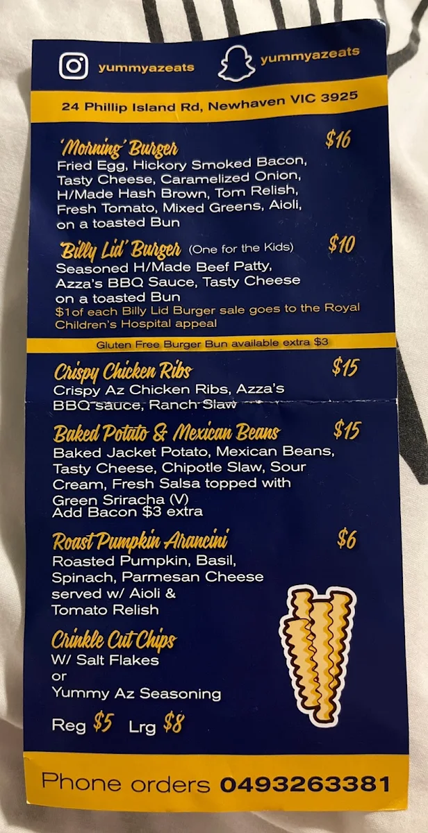 Menu, Yummy Az Eats
