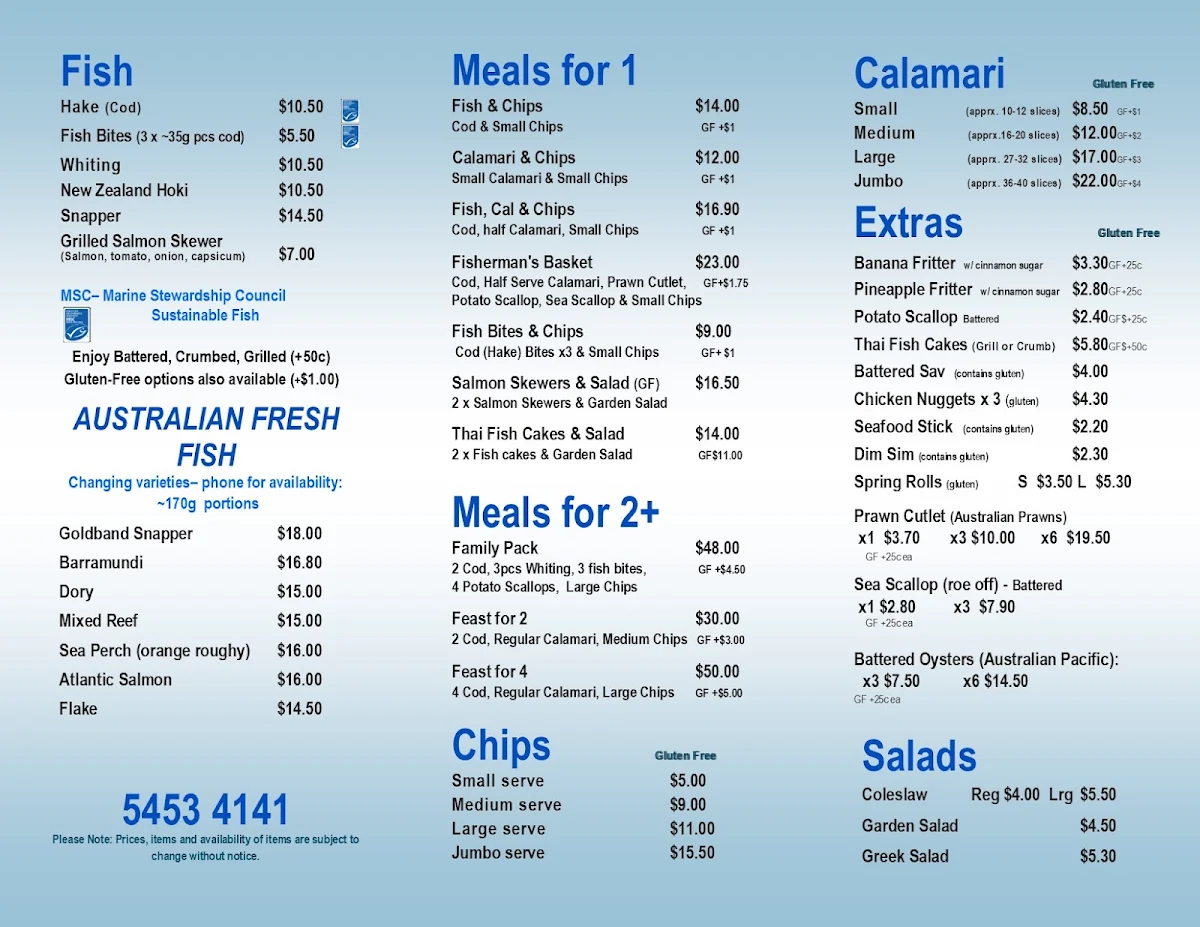 Menu, 98 Fish