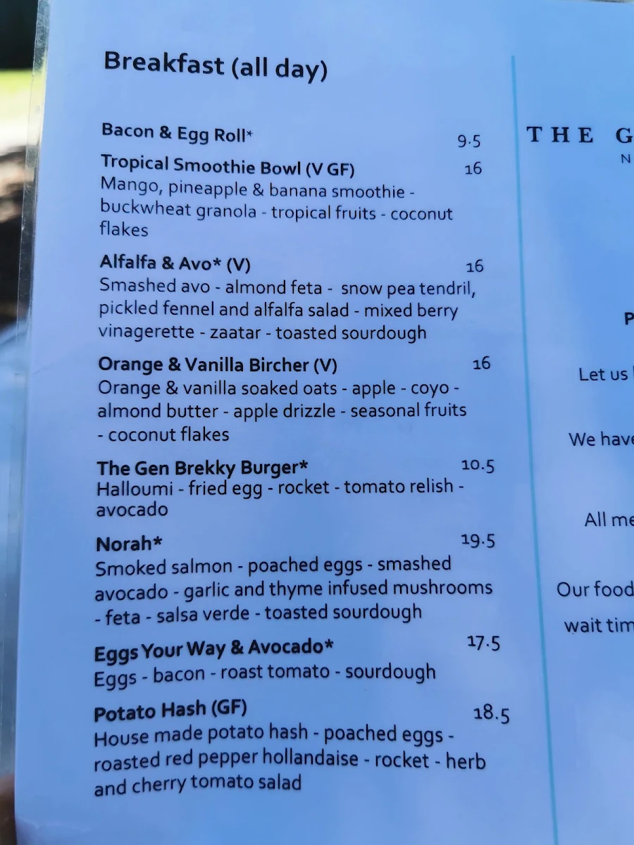 Menu, Norah Head Beach Haus (Cafe & Takeaway)