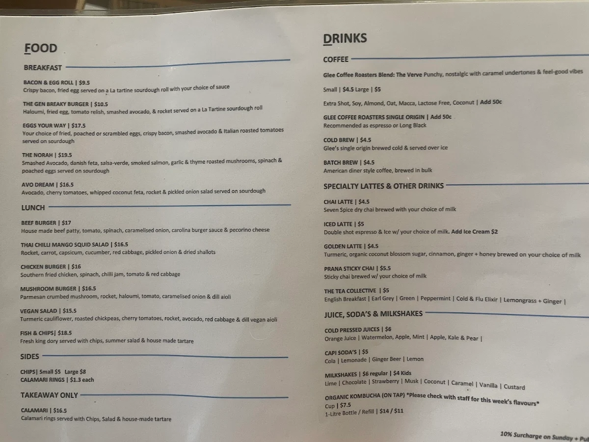 Menu, Norah Head Beach Haus (Cafe & Takeaway)