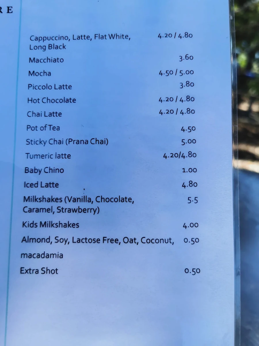 Menu, Norah Head Beach Haus (Cafe & Takeaway)